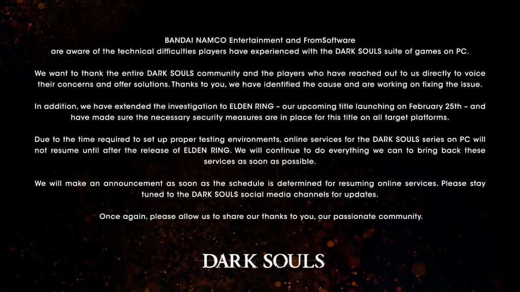 dark souls server spenti